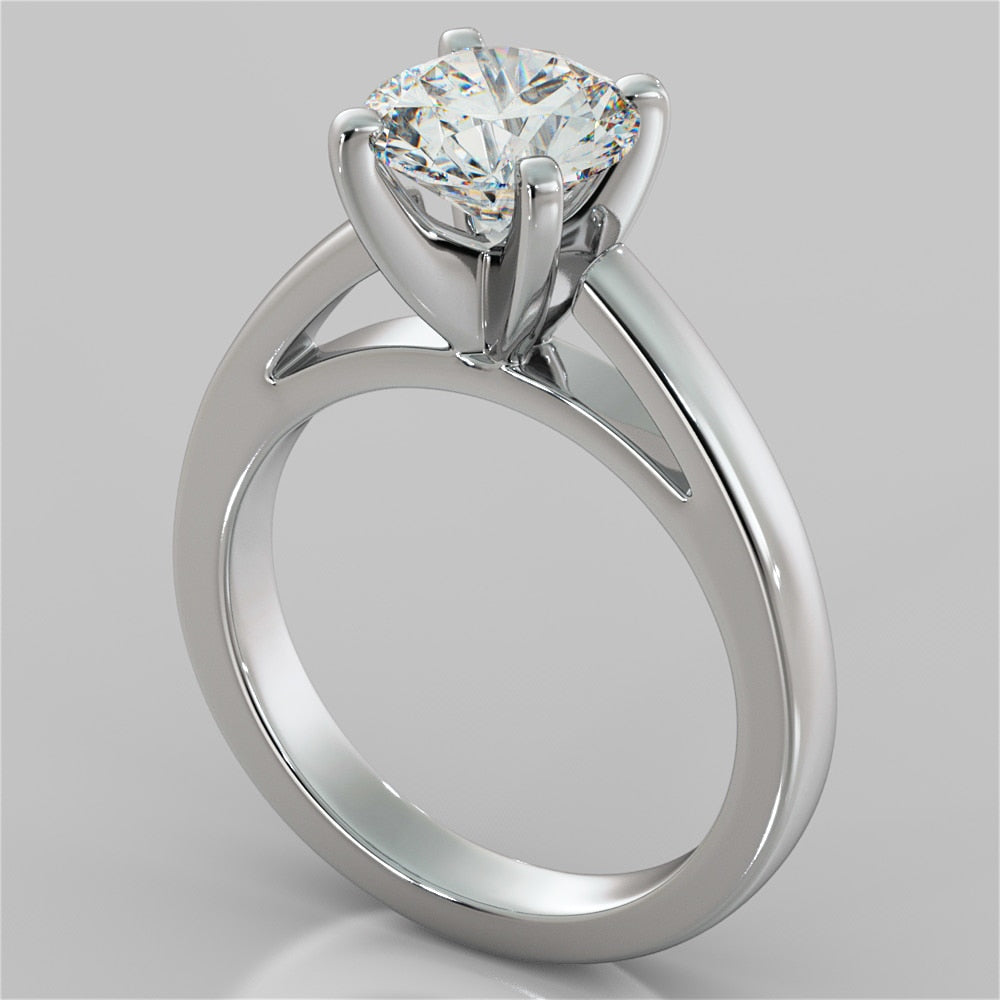 Lab Grown Diamond Round Cut Cathedral Style Engagement Ring