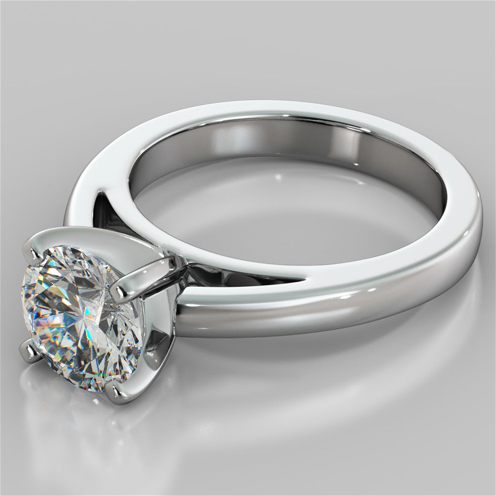 Lab Grown Diamond Round Cut Cathedral Style Engagement Ring