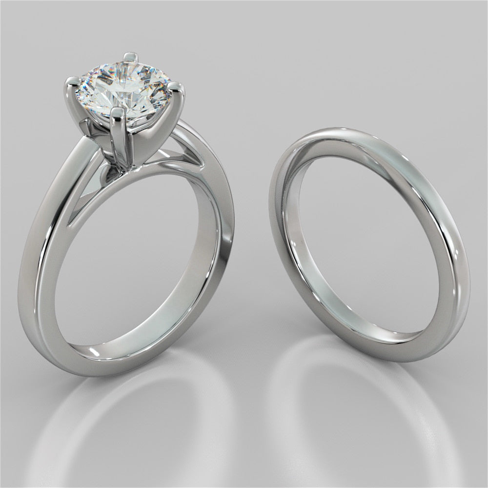 Lab Grown Diamond Round Cut Cathedral Style Engagement Ring