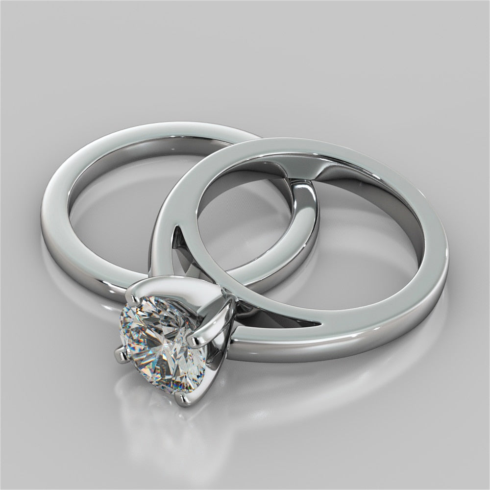 Lab Grown Diamond Round Cut Cathedral Style Engagement Ring