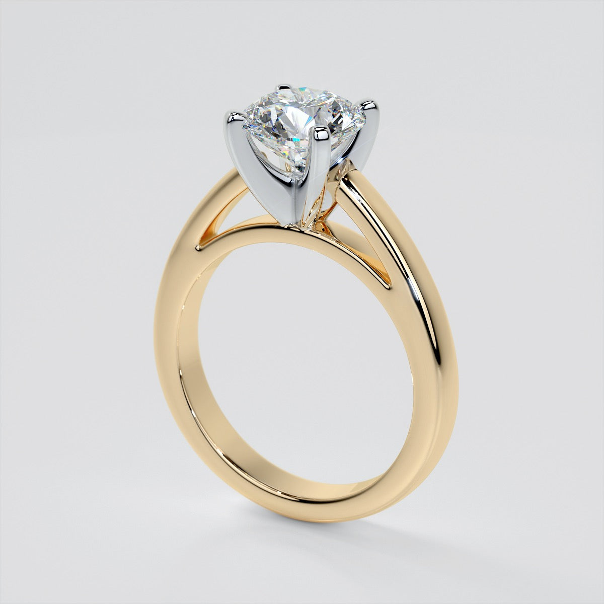 Round Cut Cathedral Style Engagement Ring