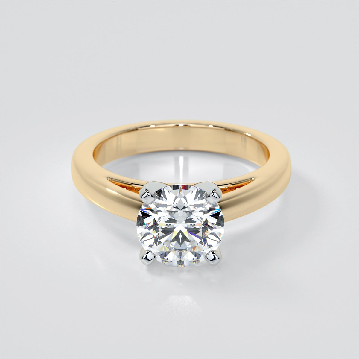 Round Cut Cathedral Style Engagement Ring