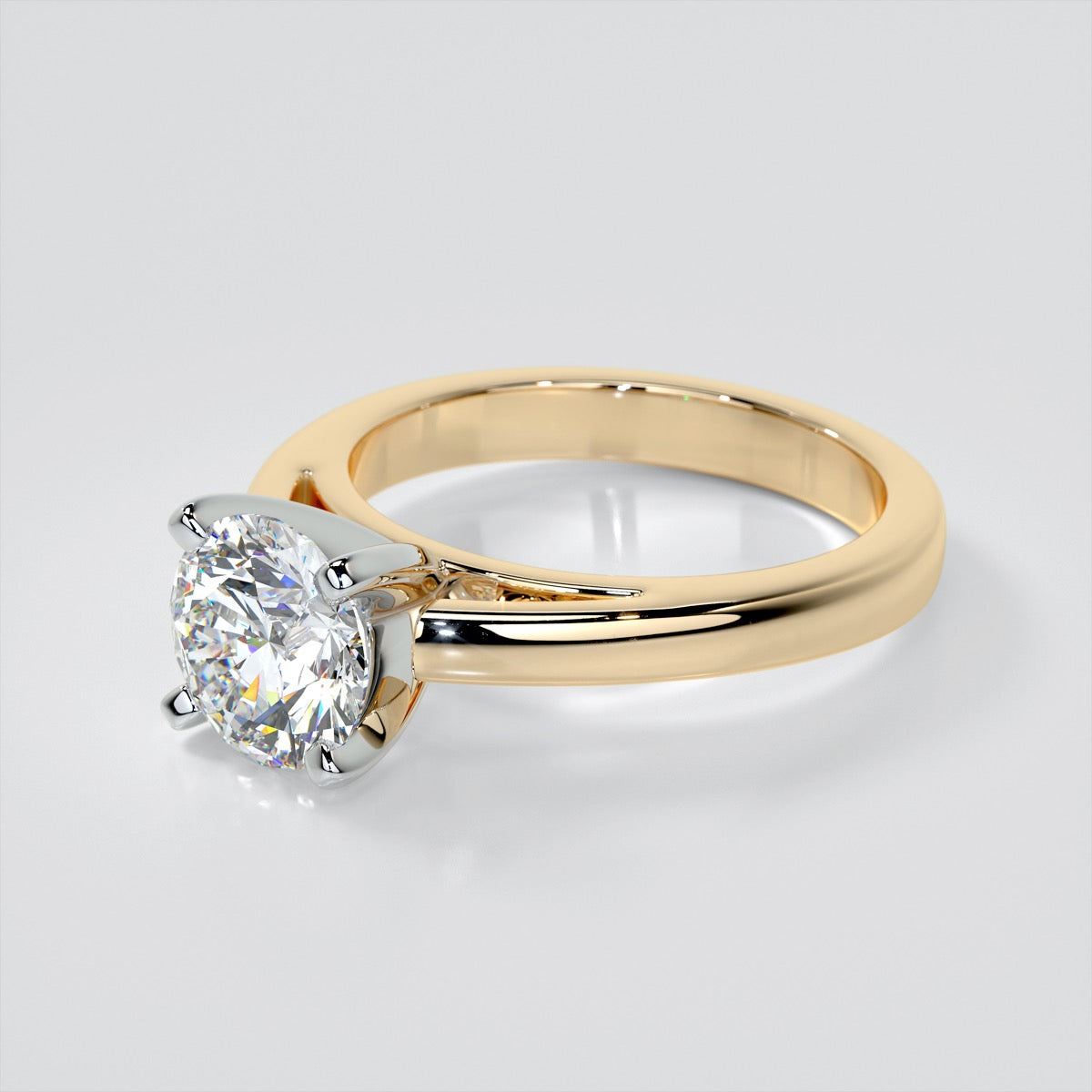Round Cut Cathedral Style Engagement Ring