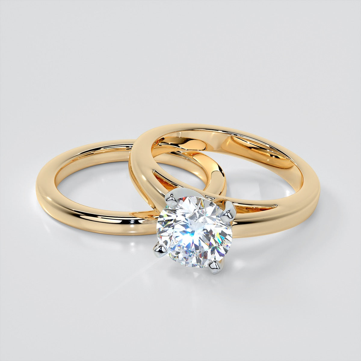 Lab Grown Diamond Round Cut Cathedral Style Engagement Ring