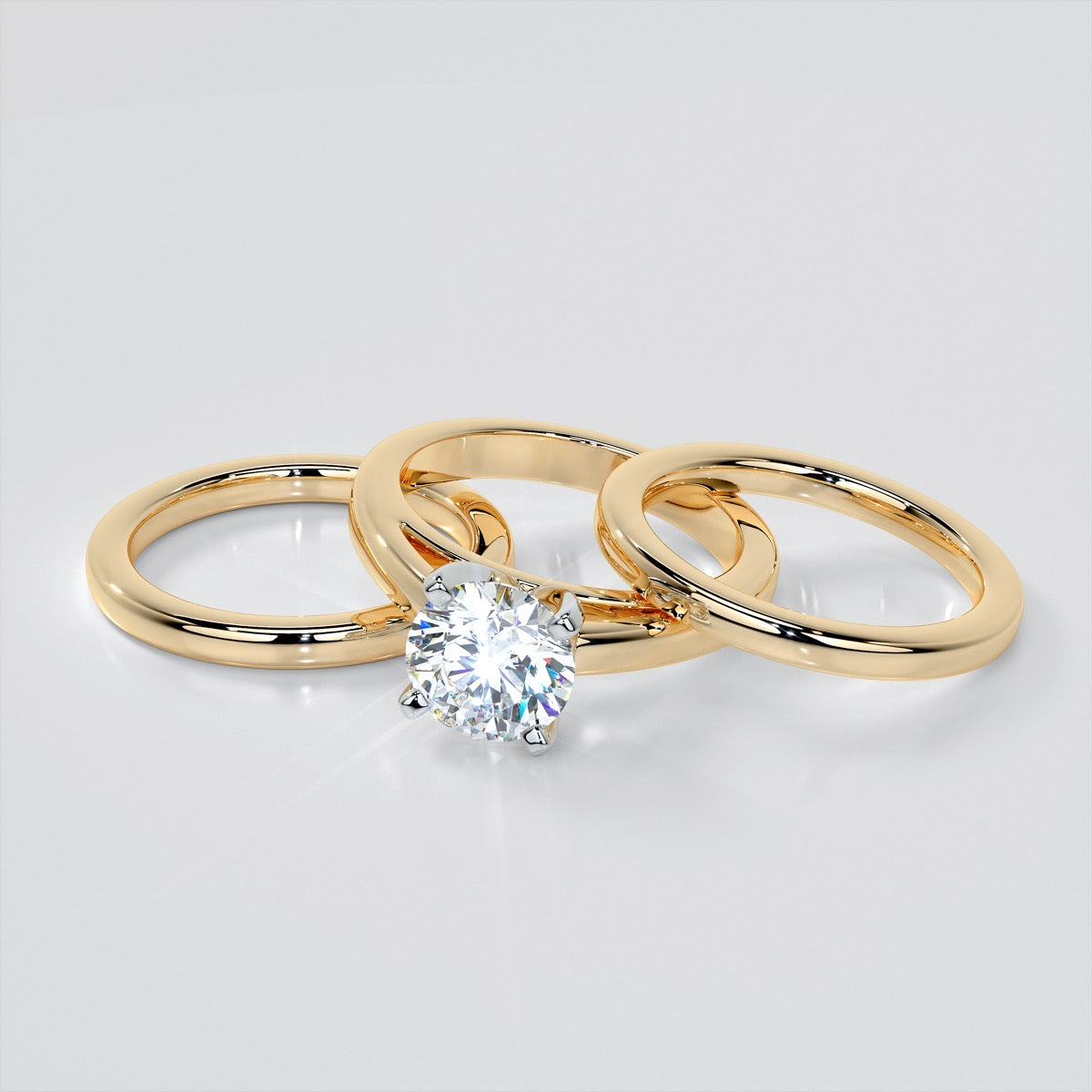 Lab Grown Diamond Round Cut Cathedral Style Engagement Ring