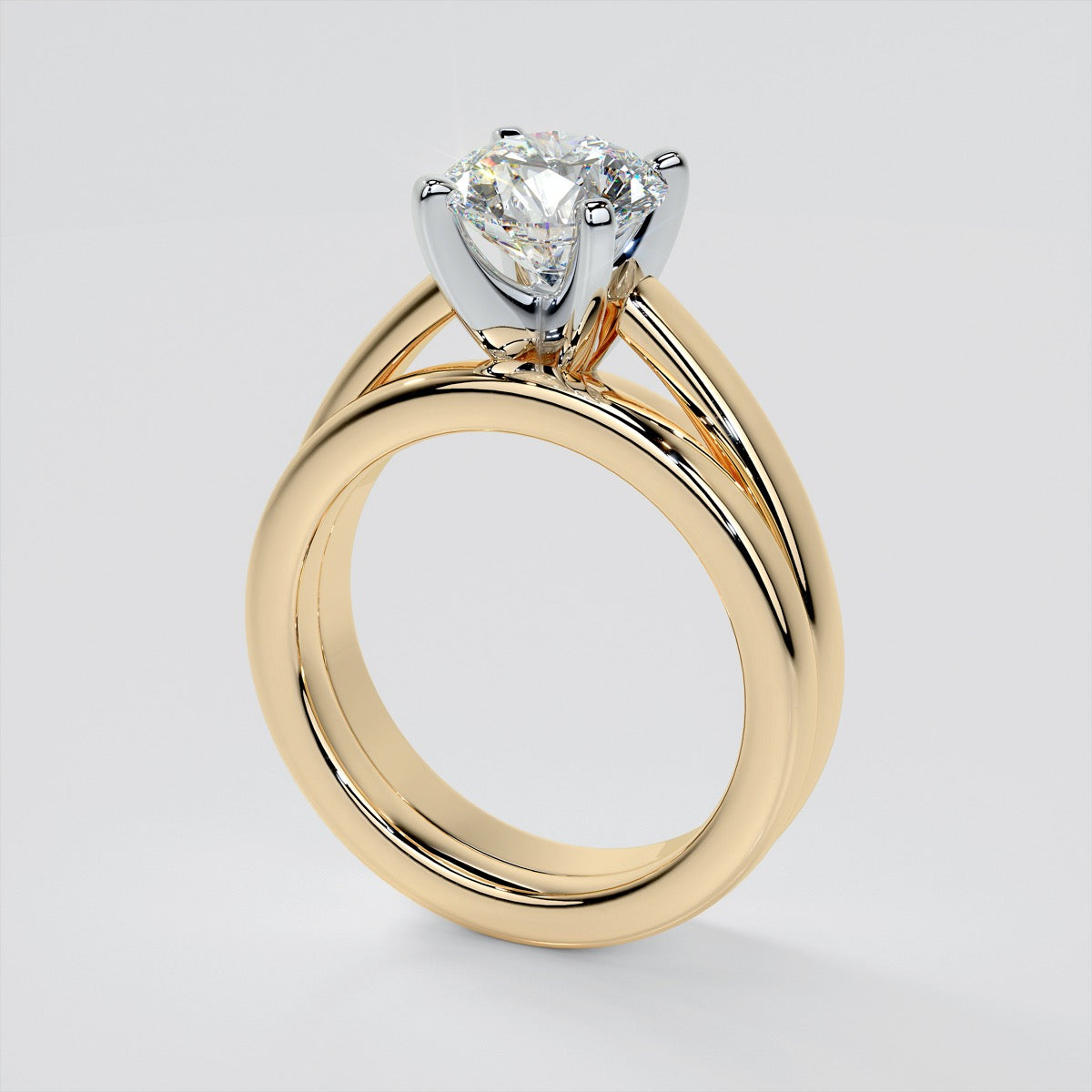 Lab Grown Diamond Round Cut Cathedral Style Engagement Ring
