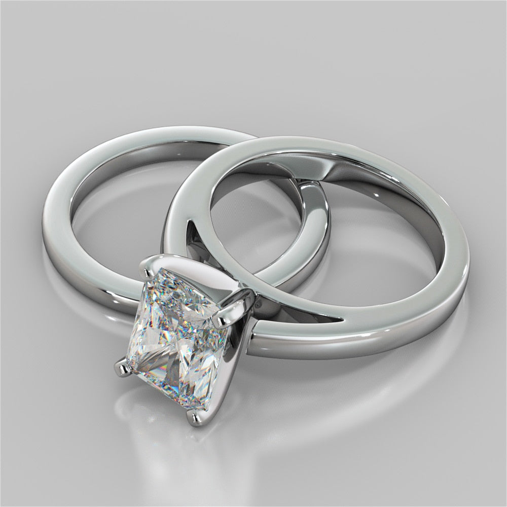 Lab Grown Diamond Radiant Cut Cathedral Style Engagement Ring