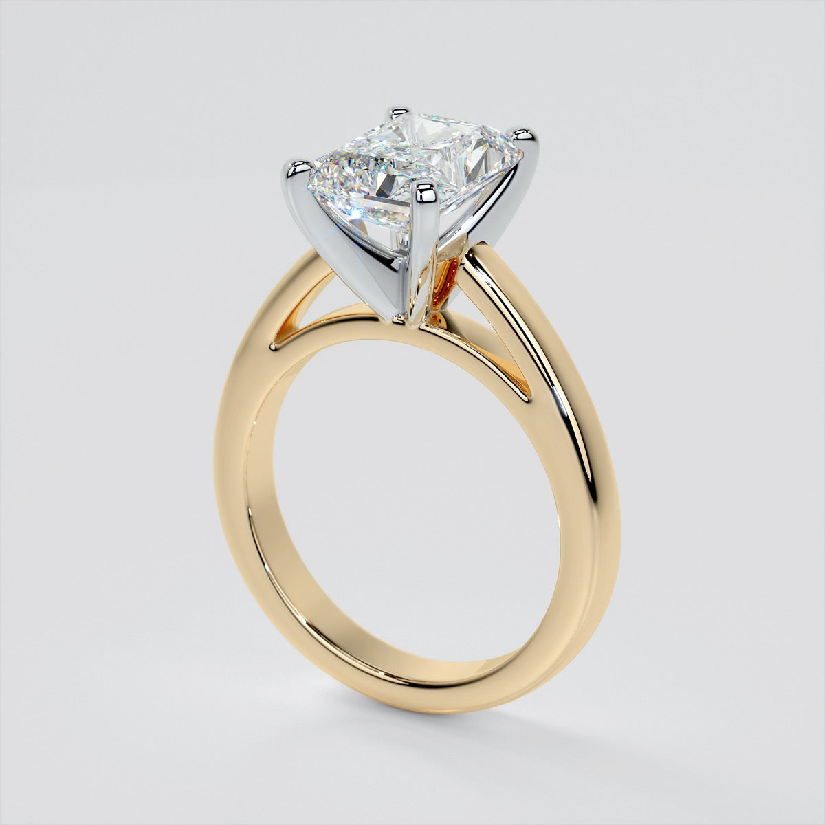 Radiant Cut Cathedral Style Engagement Ring