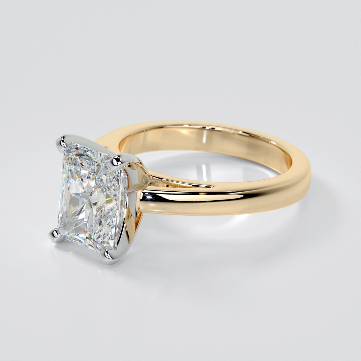 Radiant Cut Cathedral Style Engagement Ring