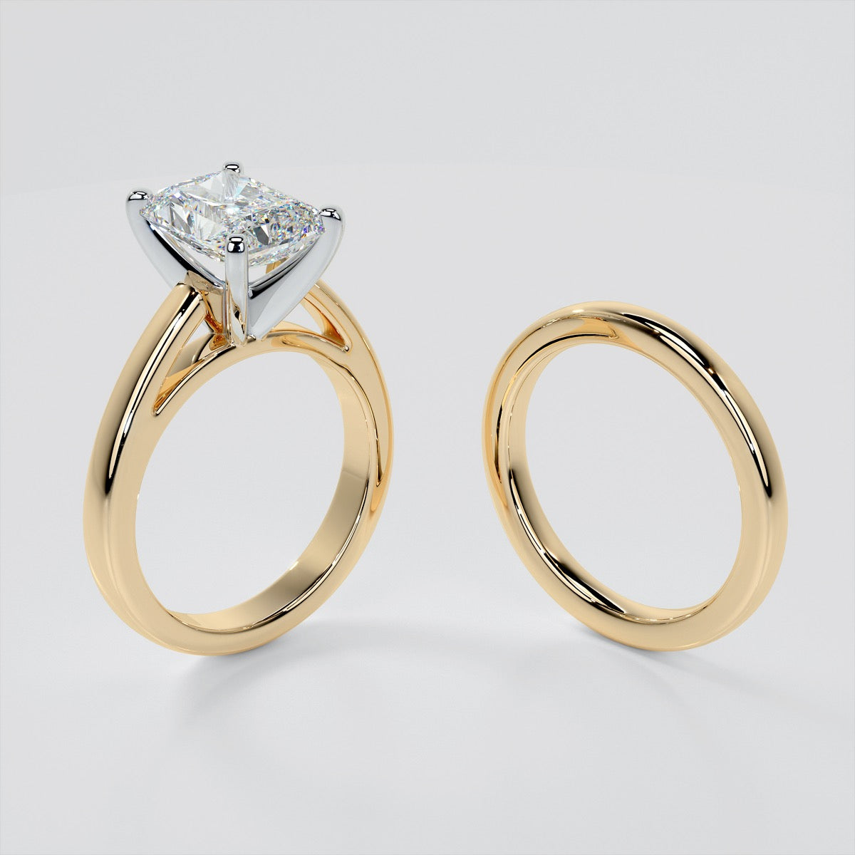 Lab Grown Diamond Radiant Cut Cathedral Style Engagement Ring