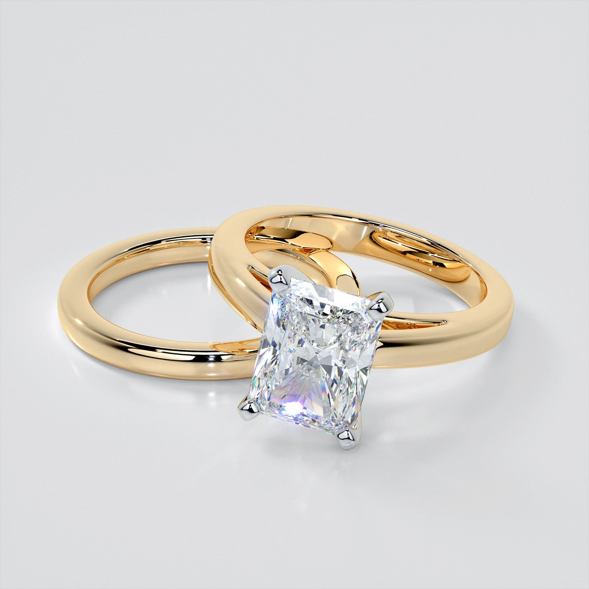 Lab Grown Diamond Radiant Cut Cathedral Style Engagement Ring