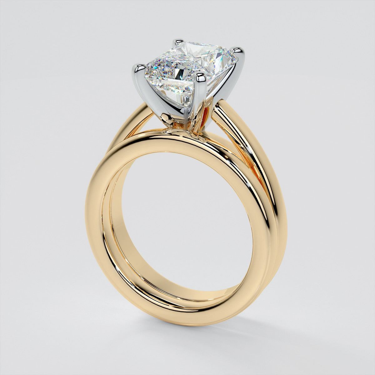 Radiant Cut Cathedral Style Engagement Ring