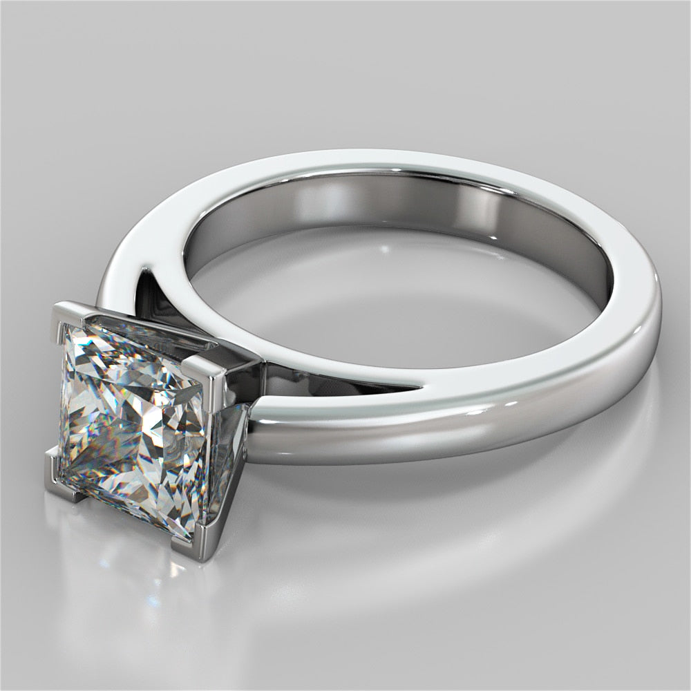 Lab Grown Diamond Princess Cut Cathedral Style Engagement Ring