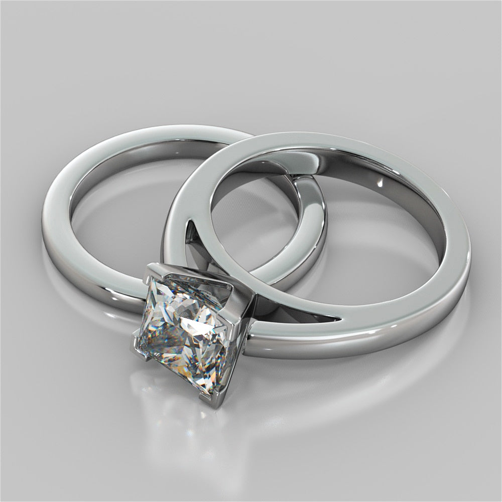 Princess Cut Cathedral Style Engagement Ring