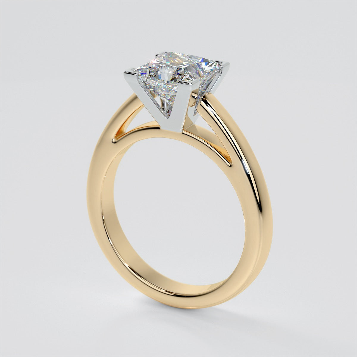 Lab Grown Diamond Princess Cut Cathedral Style Engagement Ring
