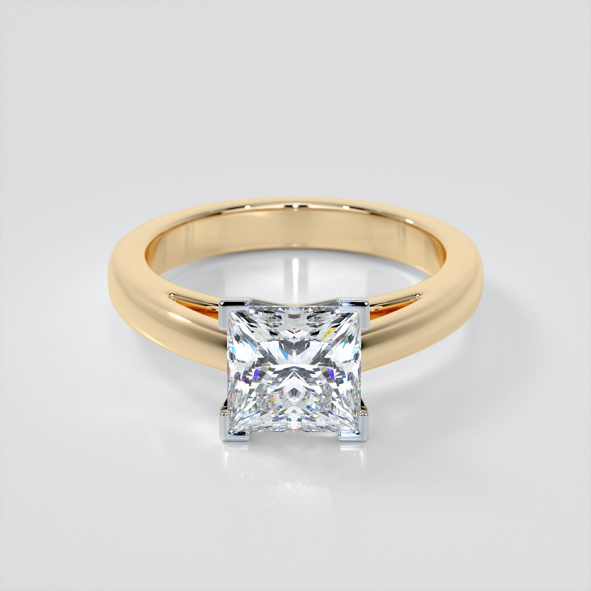 Lab Grown Diamond Princess Cut Cathedral Style Engagement Ring