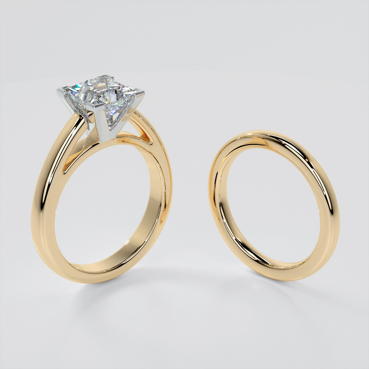 Princess Cut Cathedral Style Engagement Ring