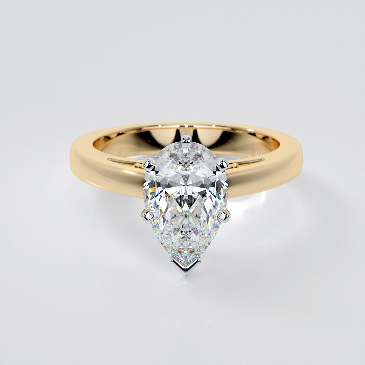 Lab Grown Diamond Pear Cut Cathedral Style Engagement Ring
