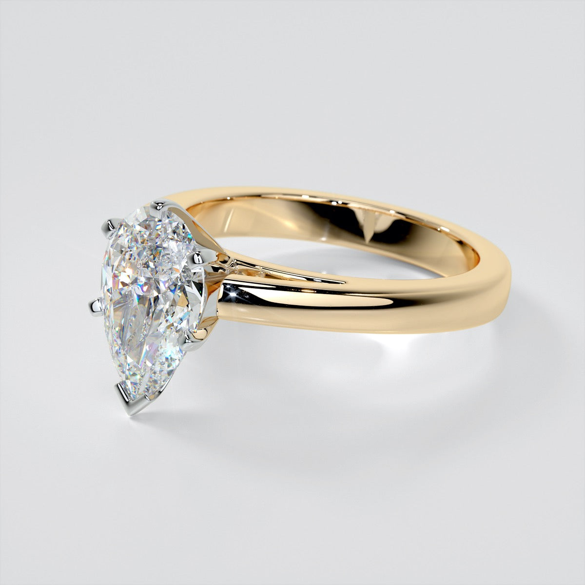 Lab Grown Diamond Pear Cut Cathedral Style Engagement Ring