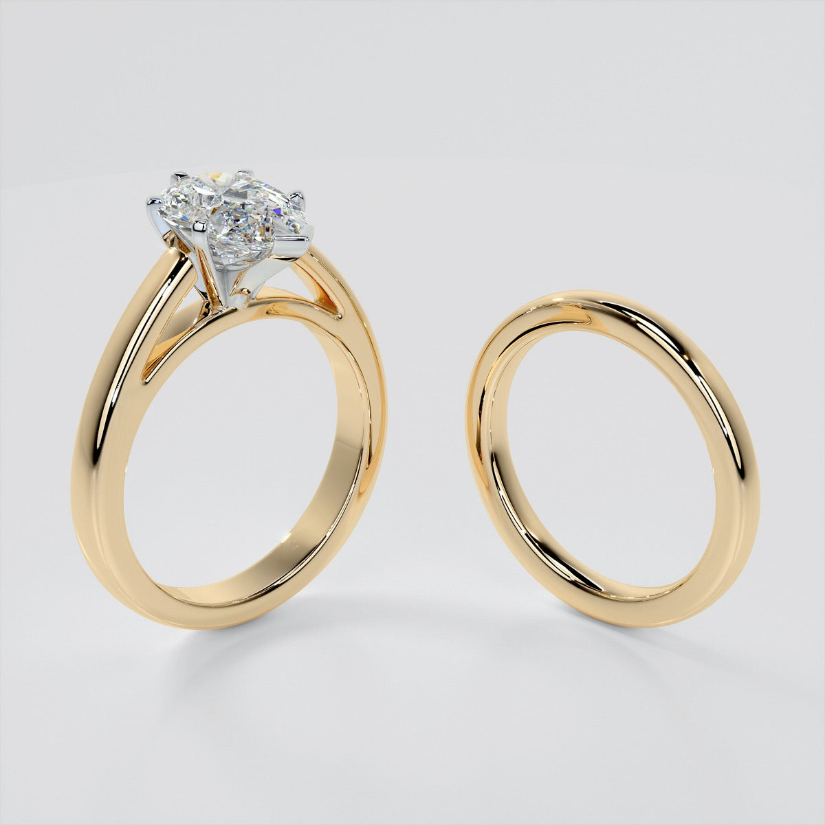 Lab Grown Diamond Pear Cut Cathedral Style Engagement Ring