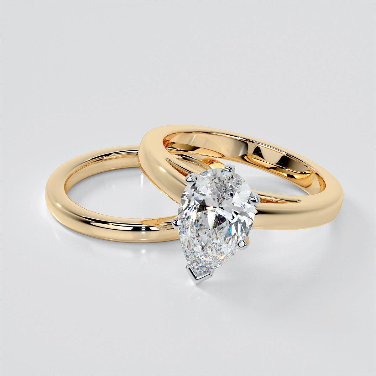 Lab Grown Diamond Pear Cut Cathedral Style Engagement Ring
