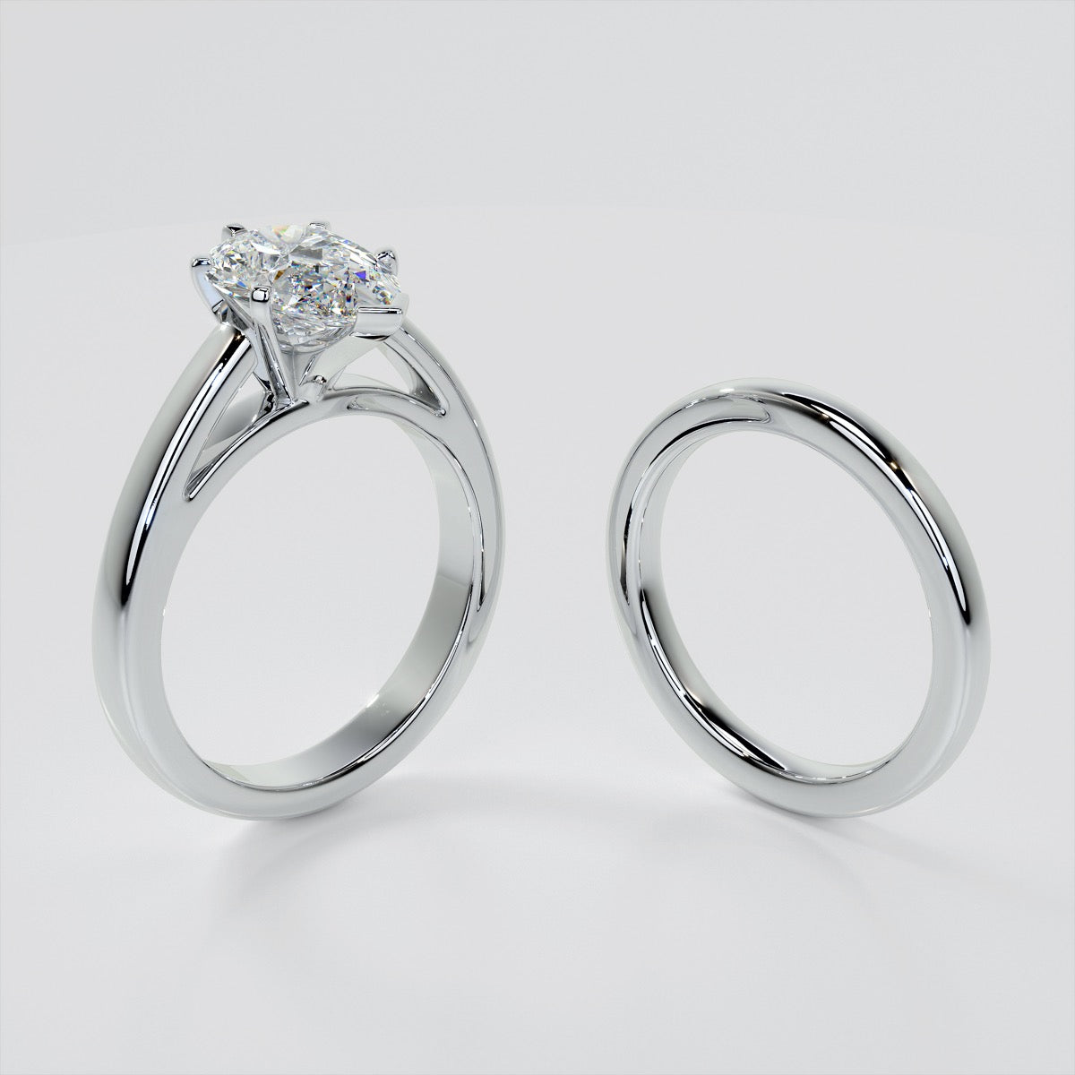 Lab Grown Diamond Pear Cut Cathedral Style Engagement Ring