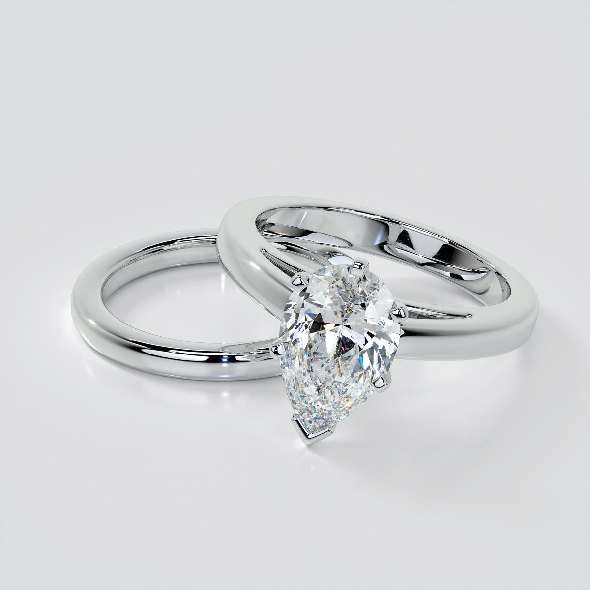 Lab Grown Diamond Pear Cut Cathedral Style Engagement Ring