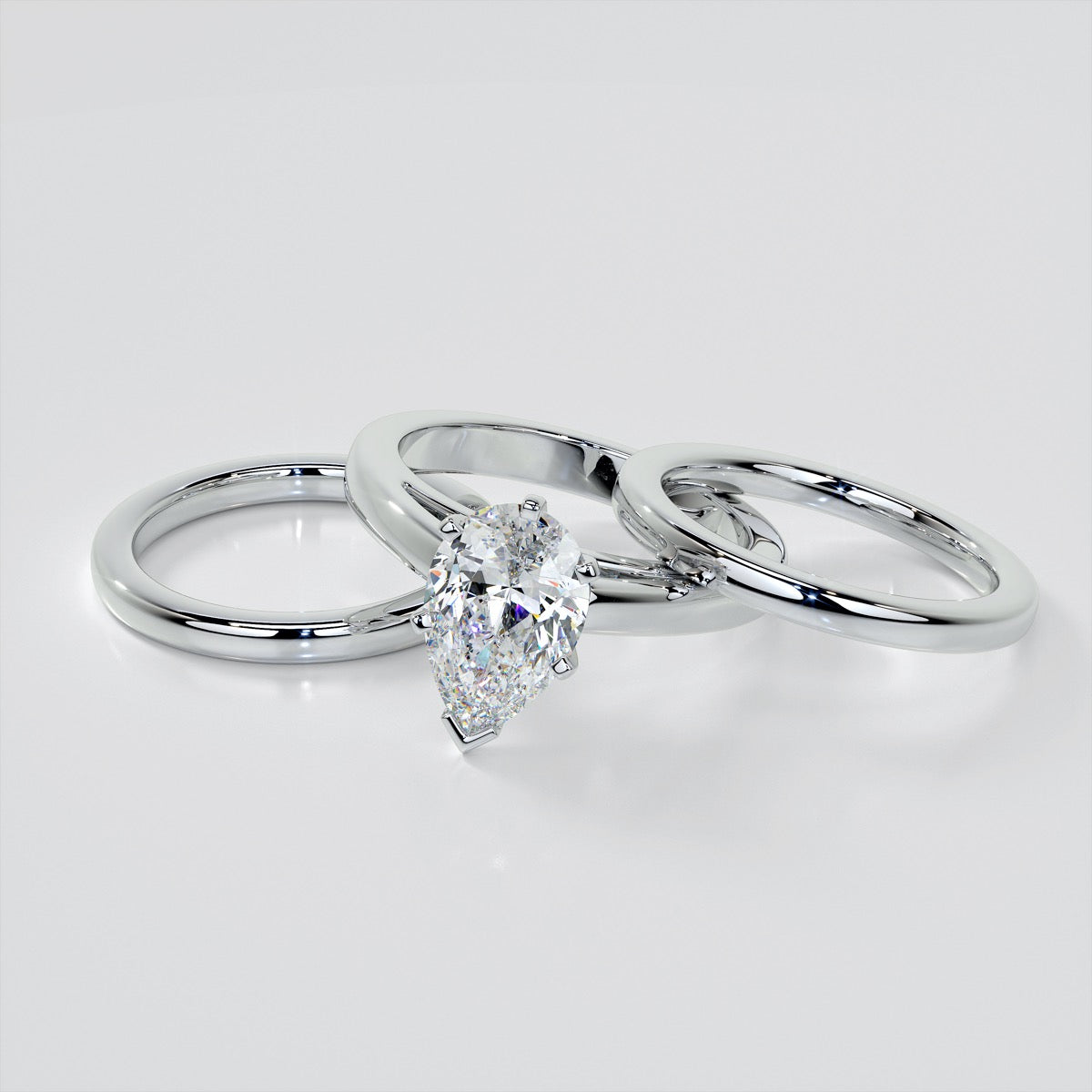 Lab Grown Diamond Pear Cut Cathedral Style Engagement Ring