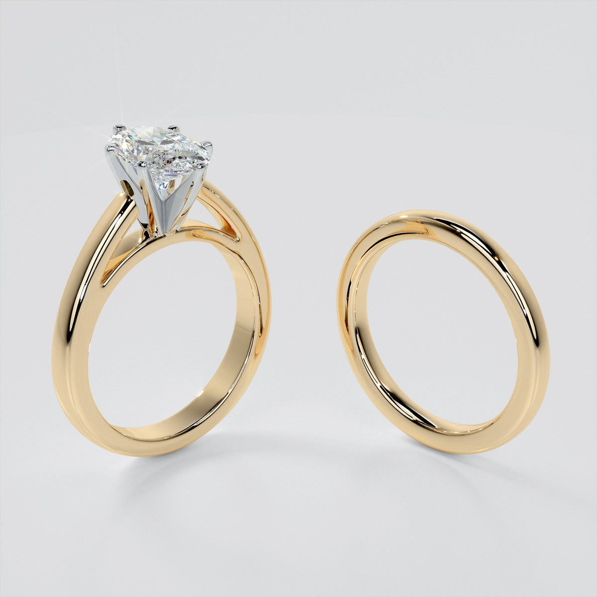 Oval Cut Cathedral Style Engagement Ring