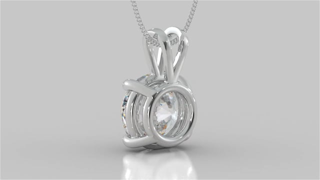 Round Cut Solitaire Pendant With Diamond Cut Cable Chain