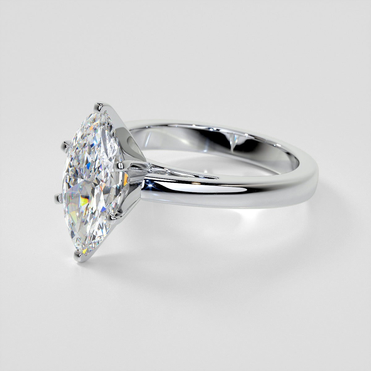 5.0Ct Lab Grown Diamond Marquise Cut Cathedral Style Engagement Ring VS1 -G Color