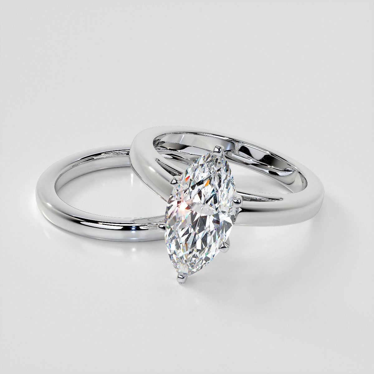 5.0Ct Lab Grown Diamond Marquise Cut Cathedral Style Engagement Ring VS1 -G Color