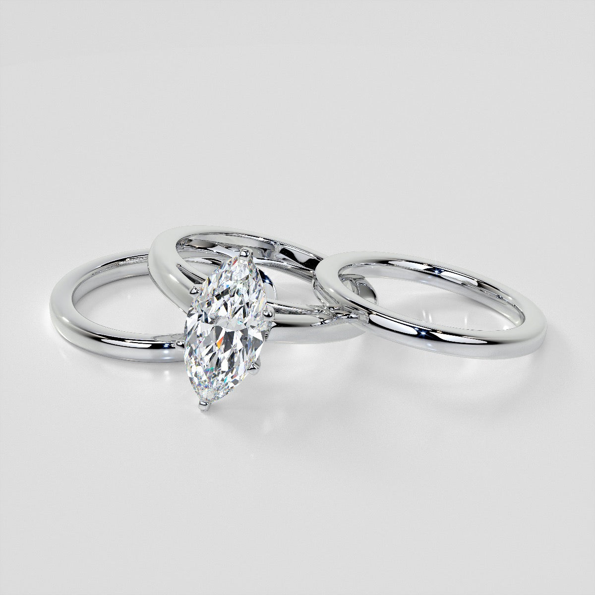 5.0Ct Lab Grown Diamond Marquise Cut Cathedral Style Engagement Ring VS1 -G Color