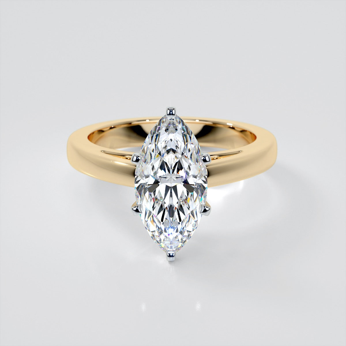 Marquise Cut Cathedral Style Engagement Ring