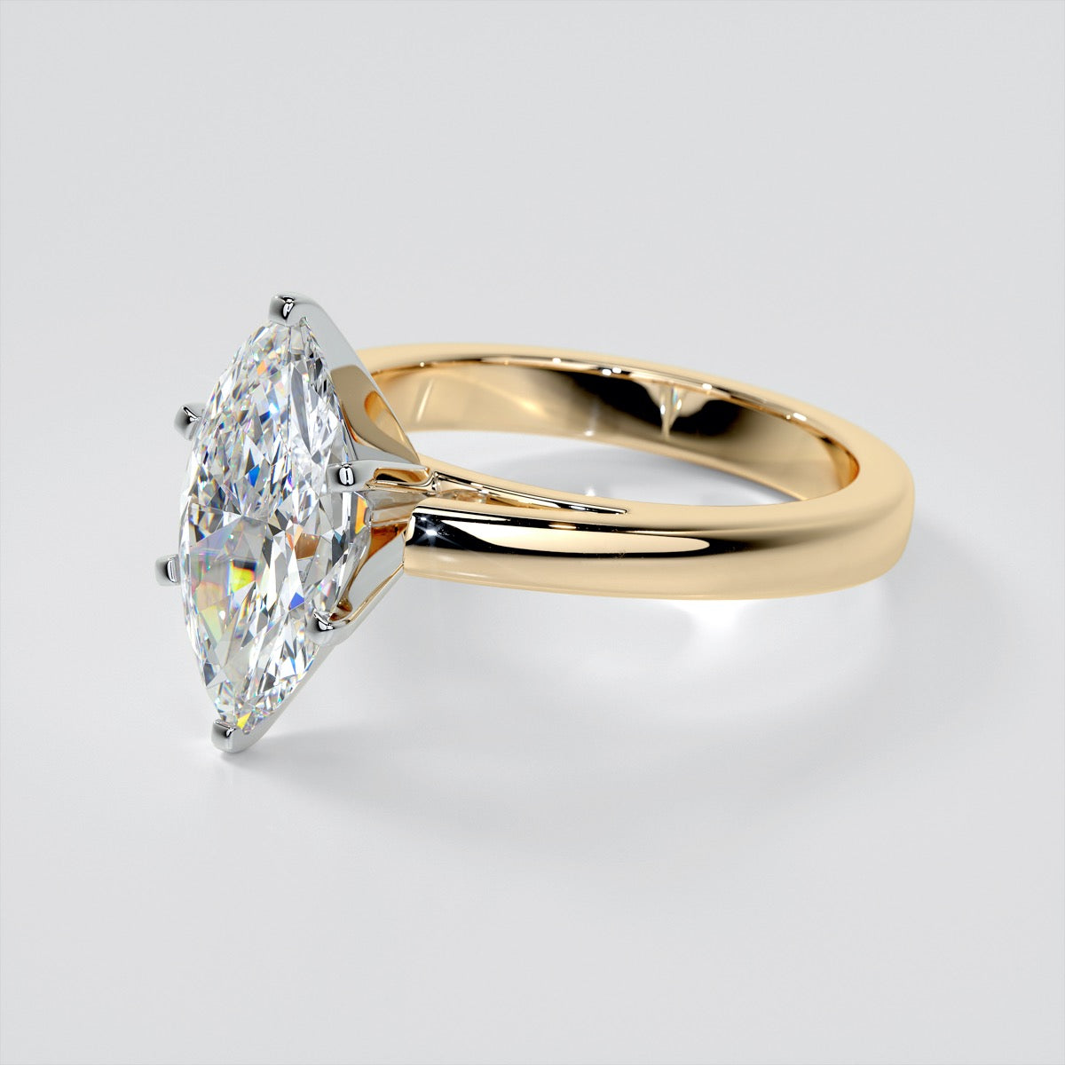 Marquise Cut Cathedral Style Engagement Ring
