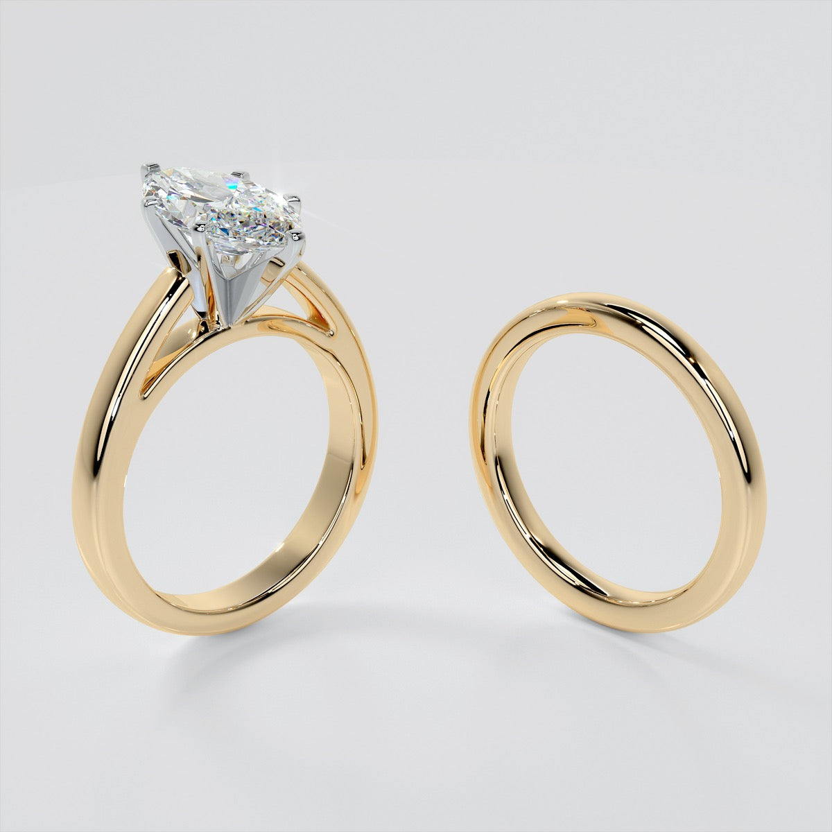 Marquise Cut Cathedral Style Engagement Ring