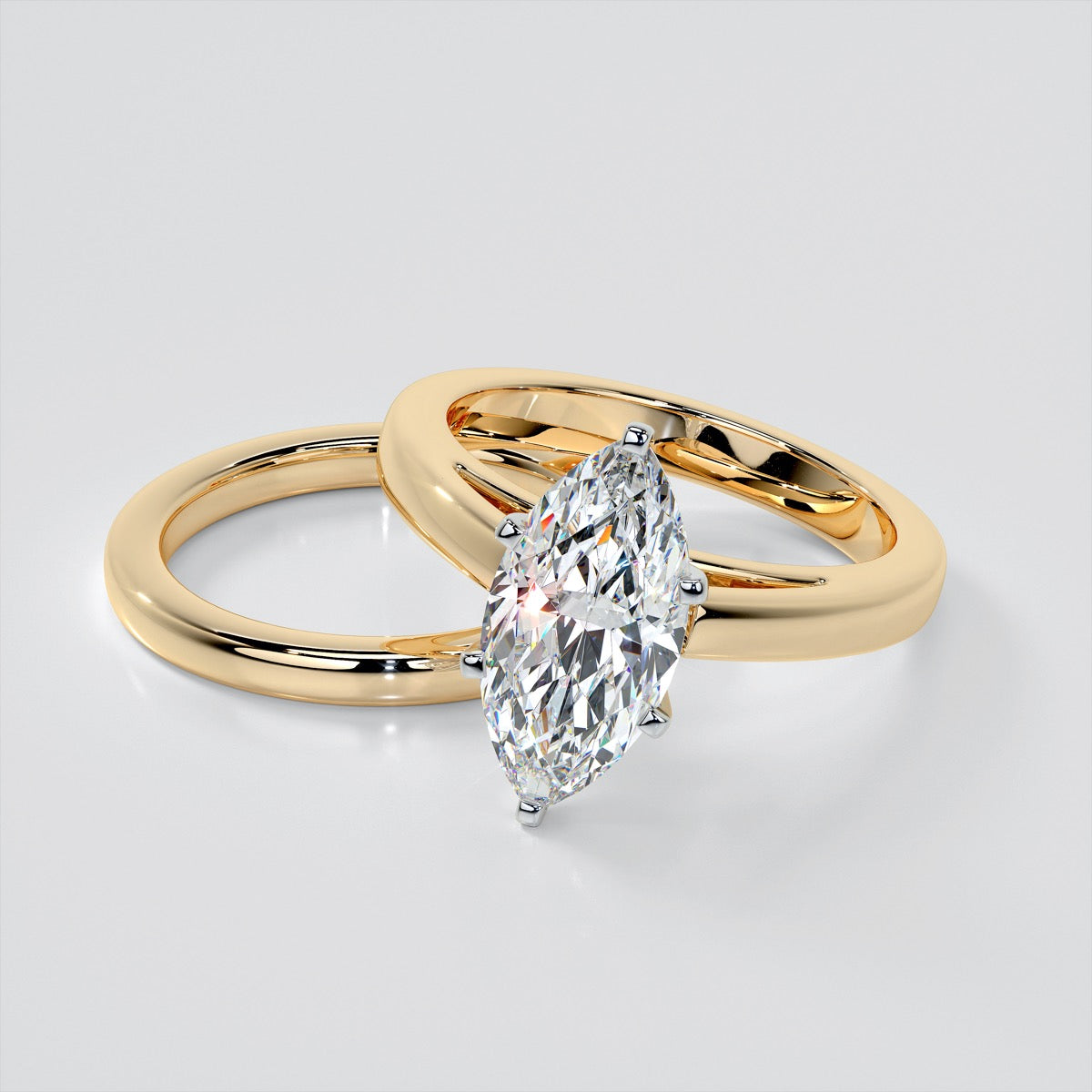 Marquise Cut Cathedral Style Engagement Ring