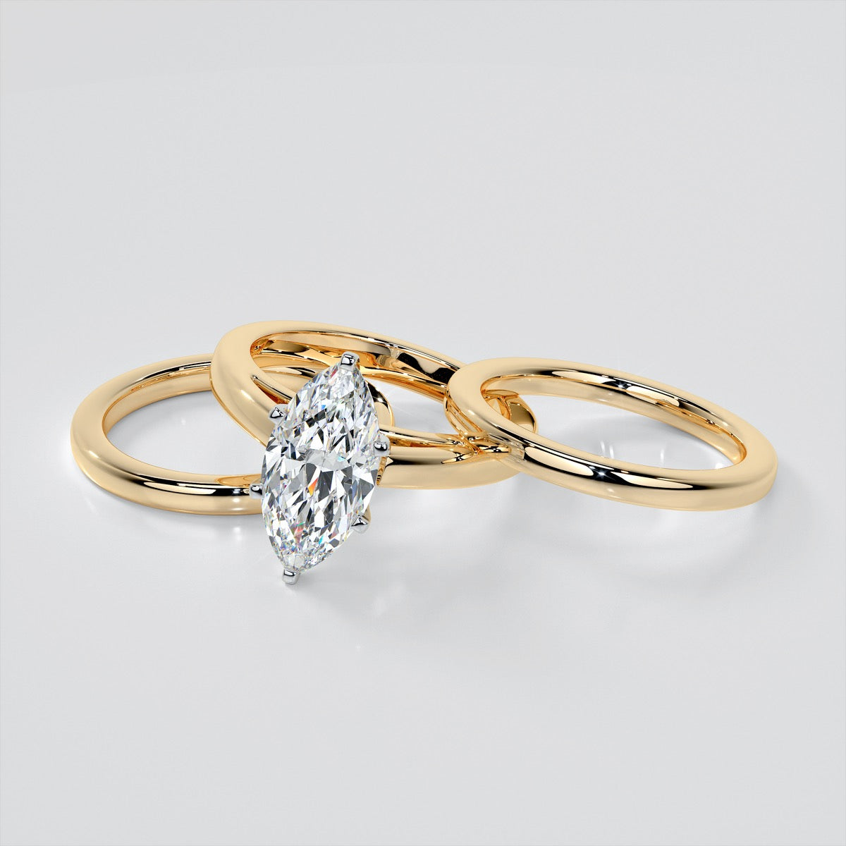 Marquise Cut Cathedral Style Engagement Ring