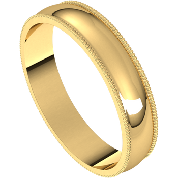 Lightweight Milgrain Standard Fit Half Round Band