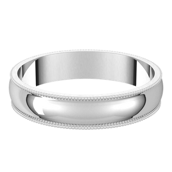 Lightweight Milgrain Standard Fit Half Round Band