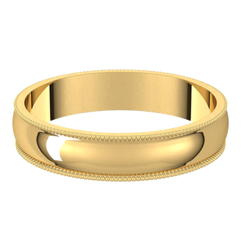 Lightweight Milgrain Standard Fit Half Round Band