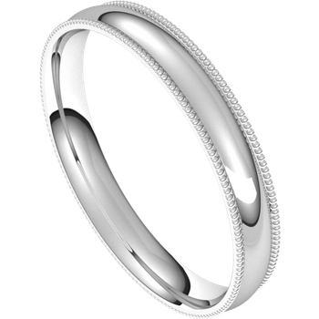 Lightweight Milgrain Comfort Fit Half Round Band