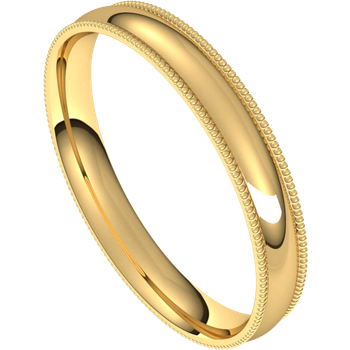Lightweight Milgrain Comfort Fit Half Round Band