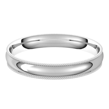 Lightweight Milgrain Comfort Fit Half Round Band