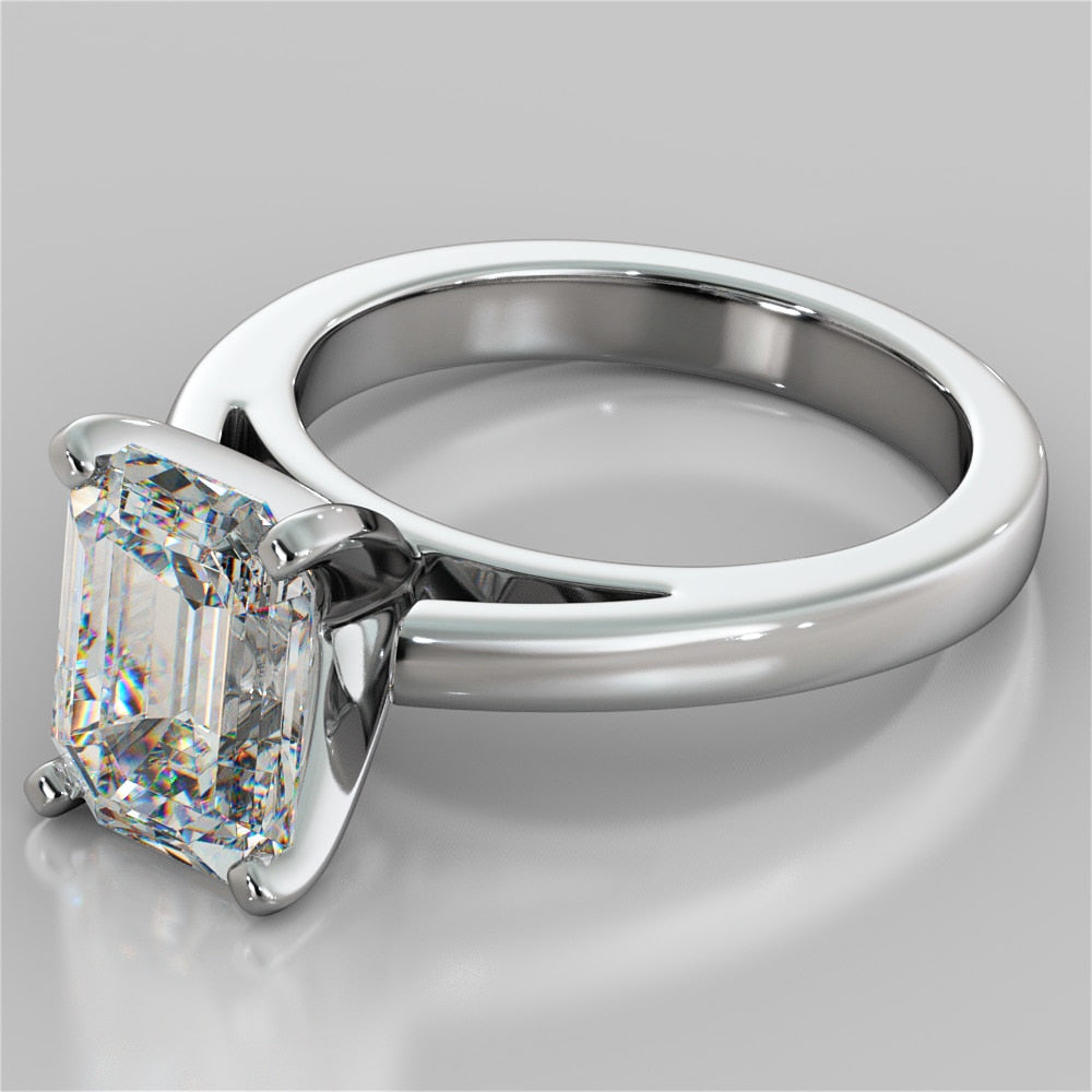 Lab Grown Diamond Emerald Cut Cathedral Style Engagement Ring
