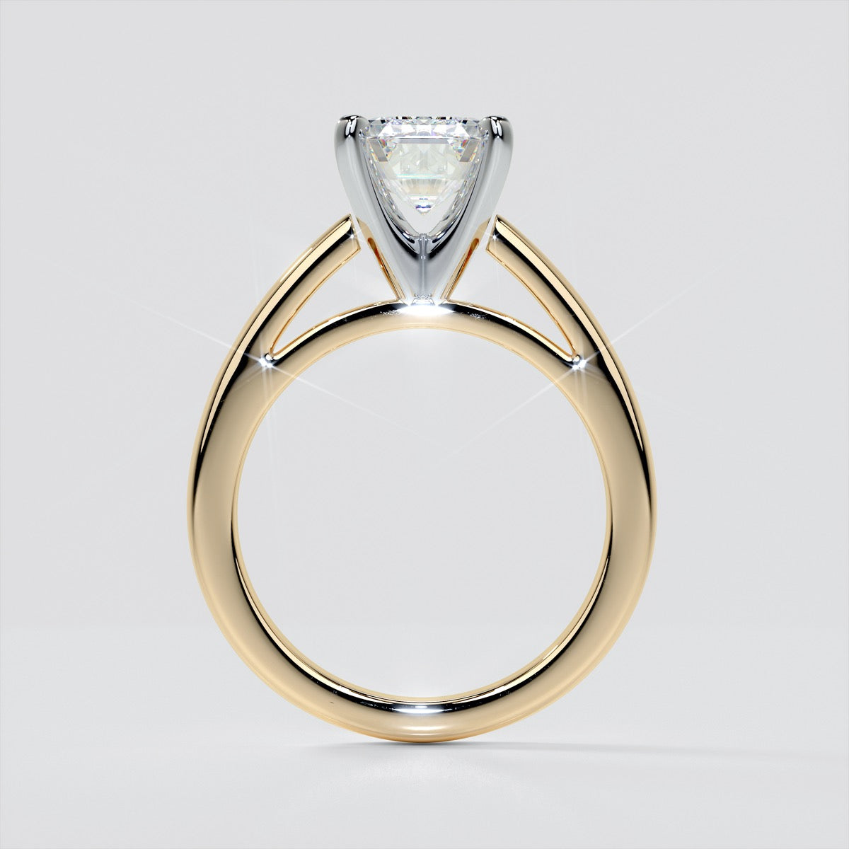 Emerald Cut Cathedral Style Engagement Ring