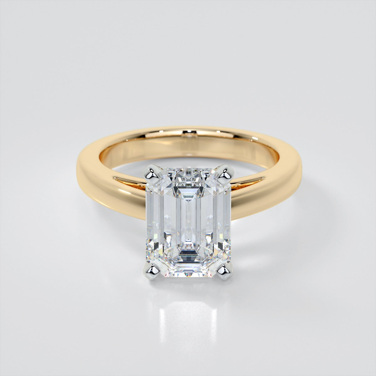 Emerald Cut Cathedral Style Engagement Ring