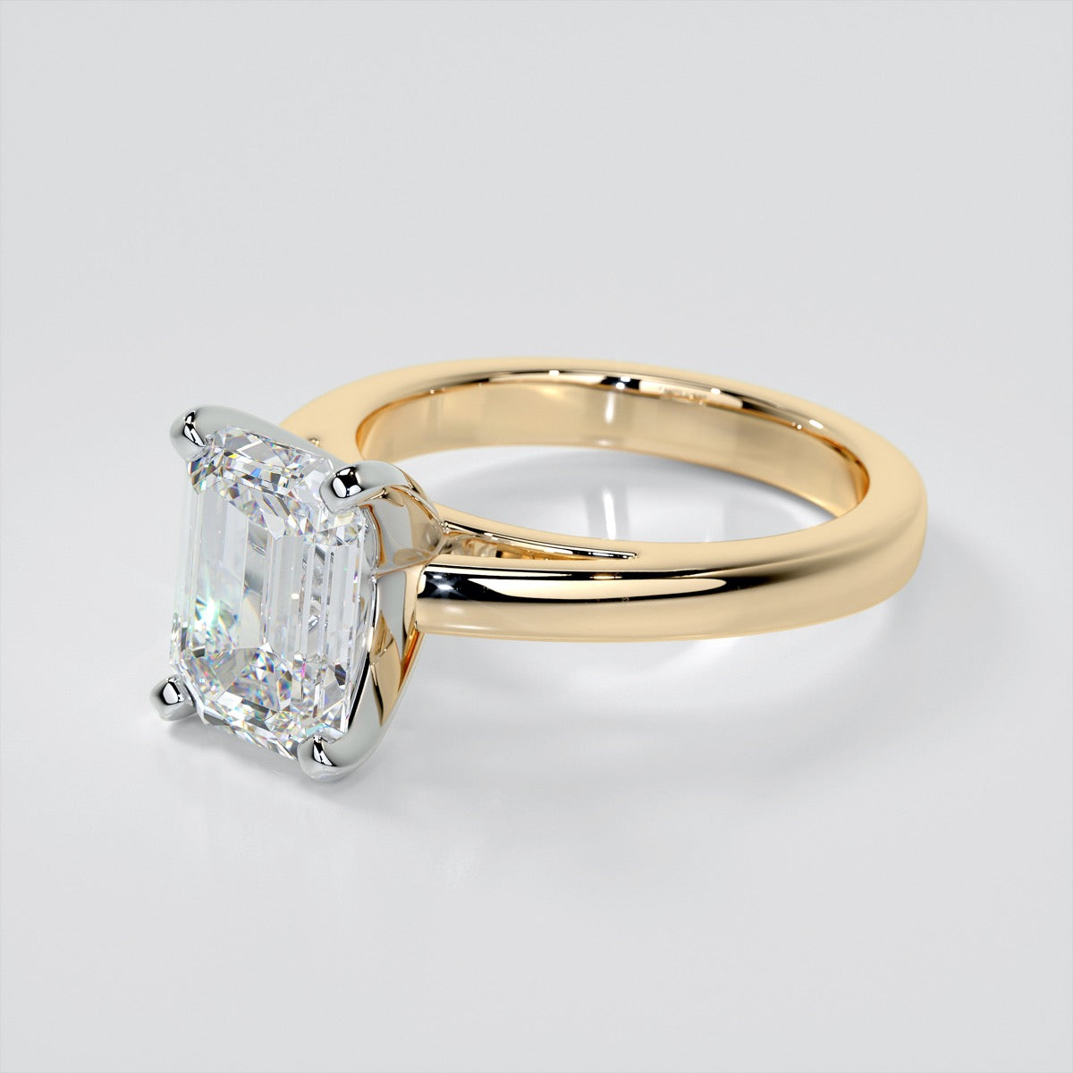 Lab Grown Diamond Emerald Cut Cathedral Style Engagement Ring