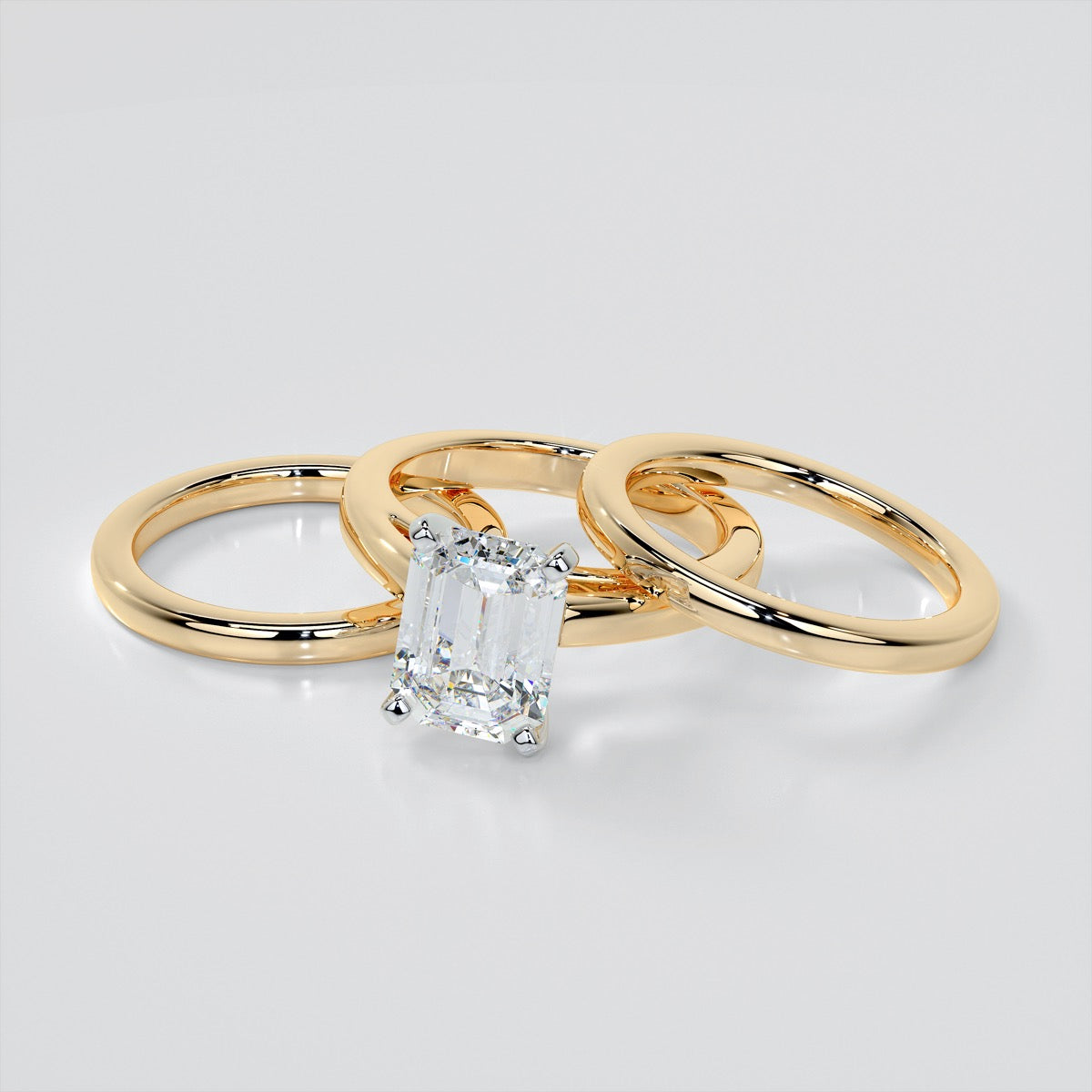 Lab Grown Diamond Emerald Cut Cathedral Style Engagement Ring