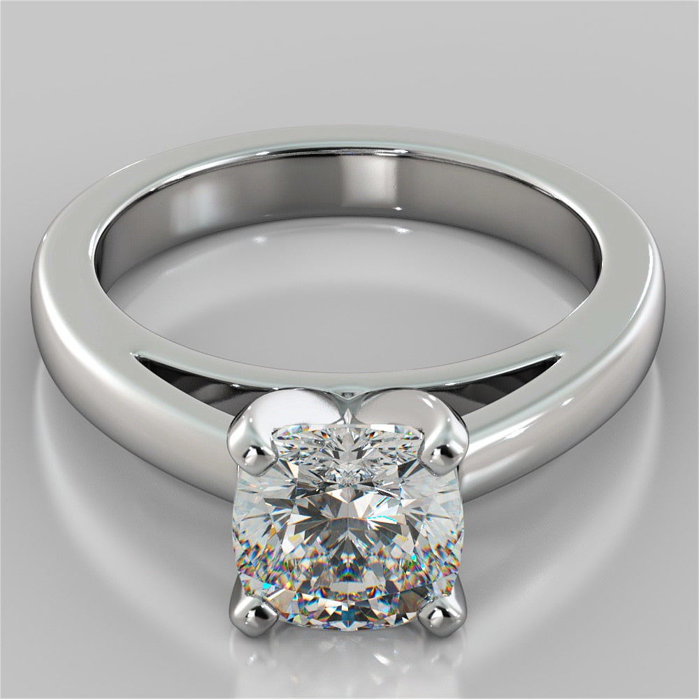 Cushion Cut Cathedral Style Engagement Ring